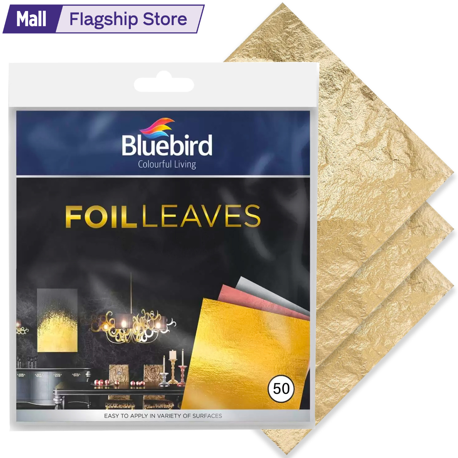 Bluebird Gold Foil 50 Pcs - Imitation Gold Foil Sheets of 5.5