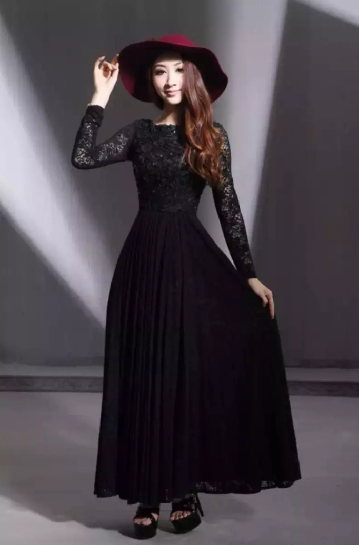 Black Long Evening Maxi Dress For Women`s