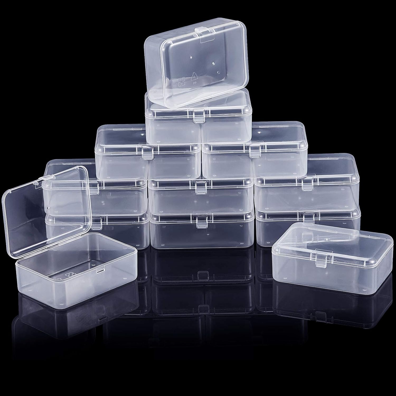 Embellet Small Plastic Jewelry Storage Box Transparent Flip Portable Pill Container Jewelry Holder Packaging Earrings Display Case