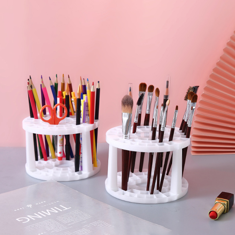 thumbnail image 2 of PATIKIL 1pcs Paint Brush Holder, Paint Brush Storage Organizer 49 Holes Plastic Paint Storage Desk Stand Round For Artist Desk Makeup Pencil, Green 2 of 9