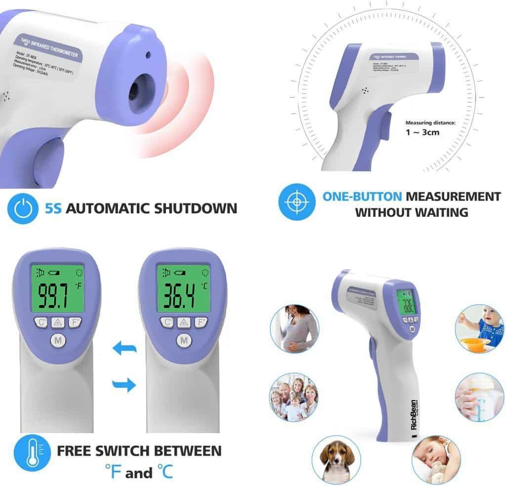Portable ℃/℉, Fever Alarm Precise LCD Digital Non-contact Body IR Laser Infrared Forehead Thermometer