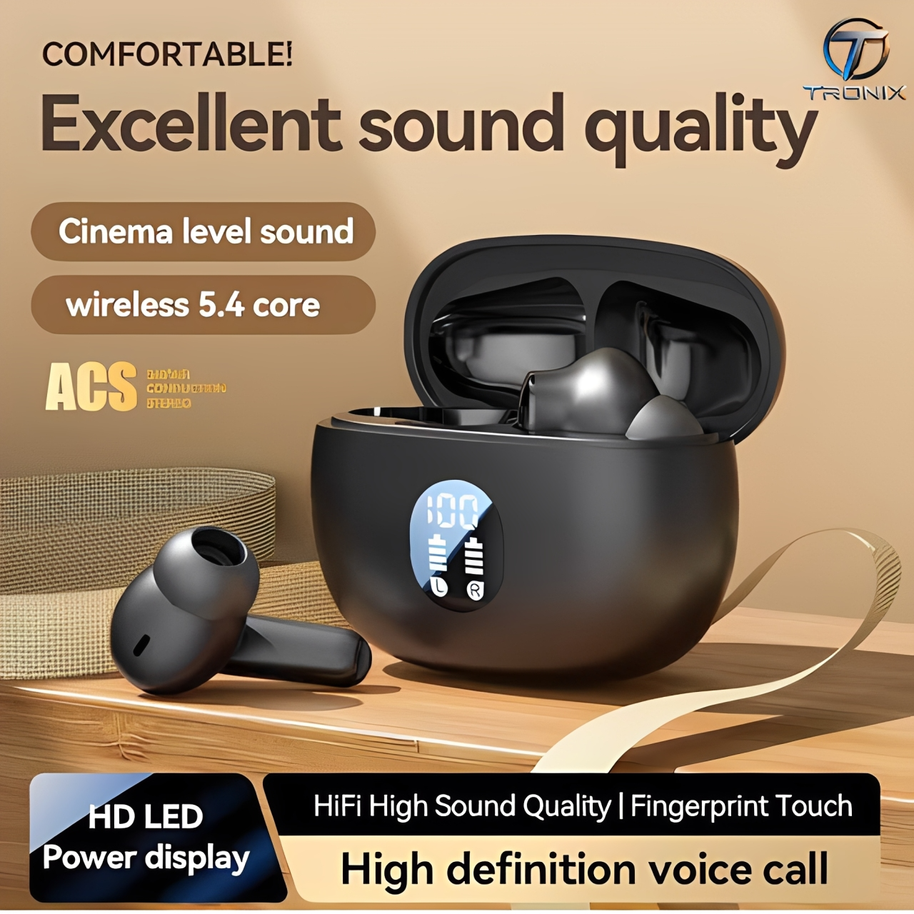 H895B Earbuds TWS (True Wireless Stereo) Bluetooth Airbuds | Wireless Earphones Headset | 9D Stereo Sound | Compatible With All Bluetooth Devices.