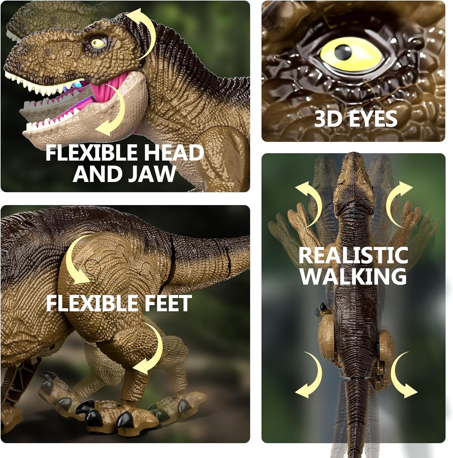 Remote Control Dinosaur Robot Toys RC Realistic Walking Tyrannosaurus Rex Dinosaur Toys for Kids Rechargeable Jurassic Park Walking T-rex Toys with Mist Spray, Touch Sensing, Light & Roar, Shaking Head, Tail Wagging, RC Robot Dinosaur Gift for Boys Girls
