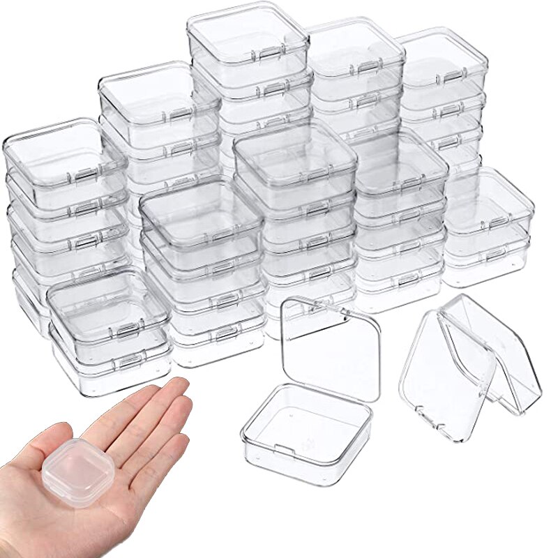 10/5/1 Pcs Transparent Mini Square Boxes Plastic Jewelry Storage Case