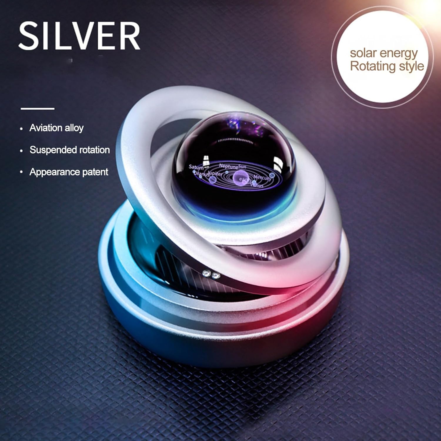 Crystal Ball Rotating Solar Powered Car Dashboard Air Freshener Perfume