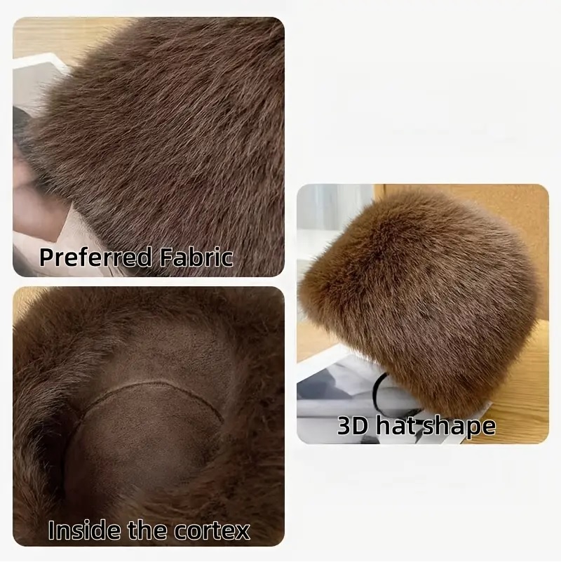 Festive Women's Fluffy Faux Fur Bucket Hat - Lightweight, Non-Elastic, and Perfect for Winter