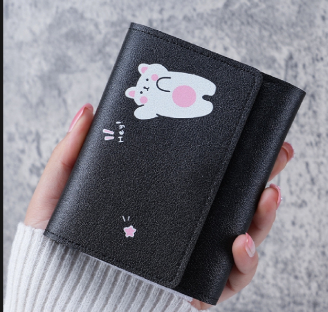 Synthetic Leather Trifold Wallet for Women - Lightweight Multi-Card Bag & Student Gift Style