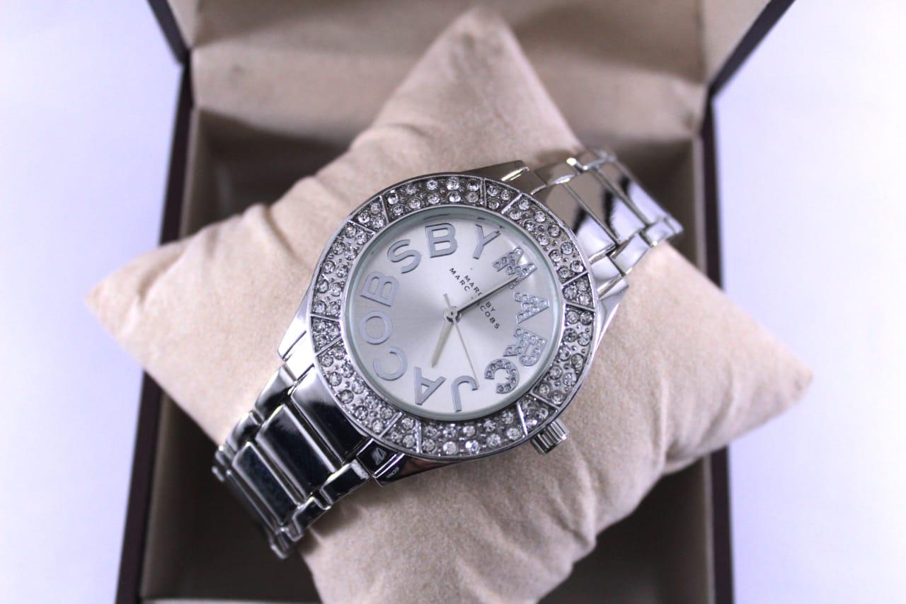 Silver Diamond Dial Silver Chain Watch For Women