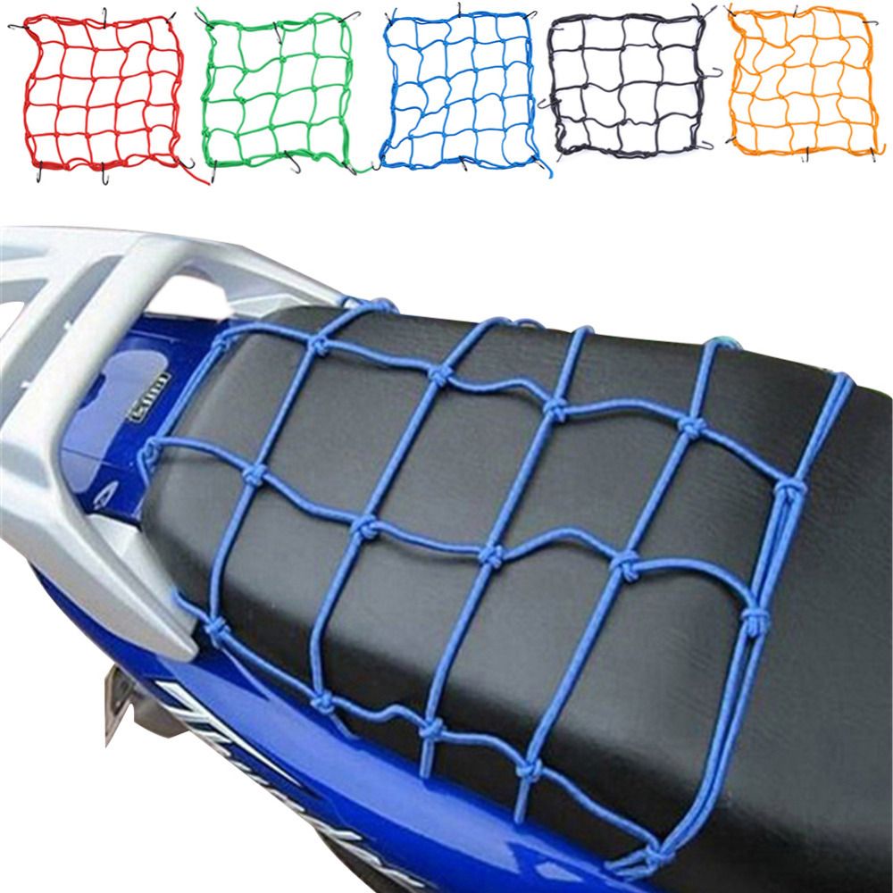 Motorcycle Bike Helmet & Luggage Tuck Net Elastic String Bag Cargo Cover Seat Net 6 Hooks