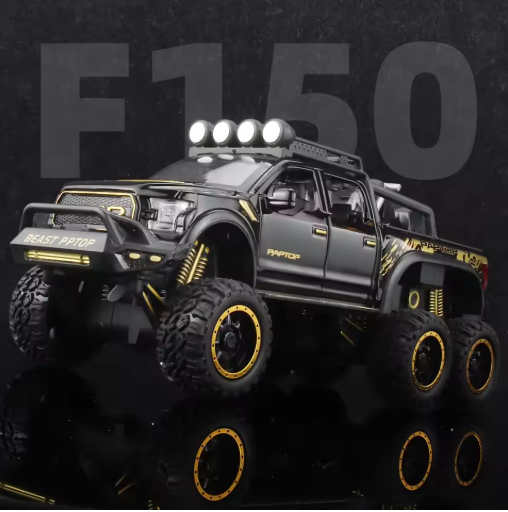 1:24 Ford F150 Raptor Pickup Redbull Truck Alloy Diecast Model – Big Size Toy Truck for Boys, Pull Back, Light & Sound, Openable Doors