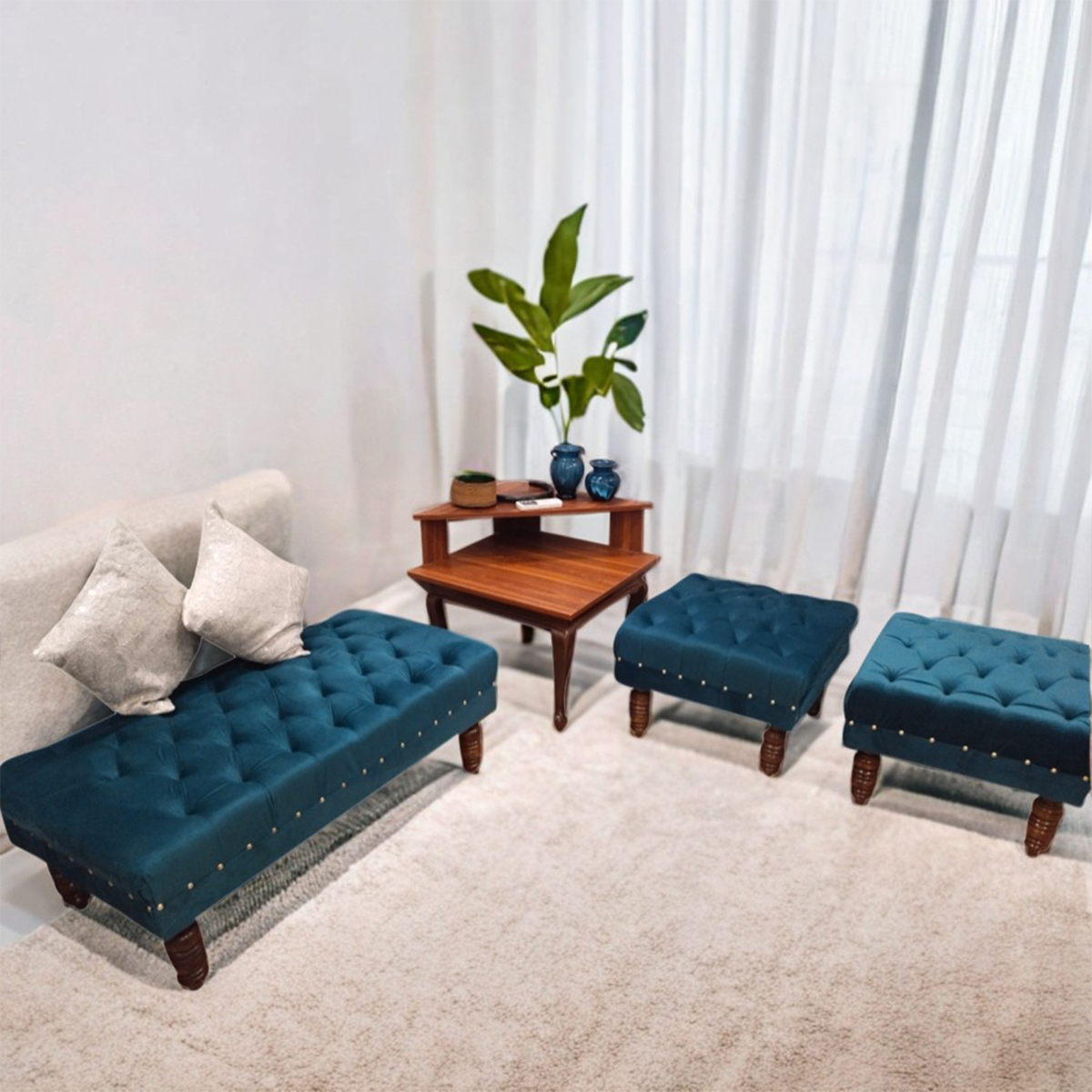 4 Seater Puffy Sofa Set Furniture Sofas | Sofa Set | Sofa Sets | Premium Quality | Comfortable & Stylish Design | Customize in All Colors | 12 Years Warranty | Luxury Home Decor for Living Room & Bedroom
