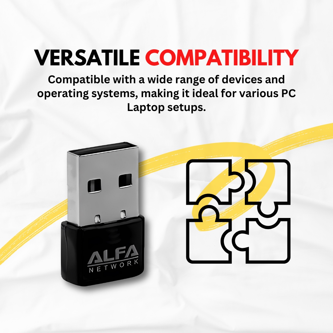 Alfa USB Adapter 300Mpbs - Wifi Connection Strong Signal PC 300 Mbps Network Card / Gaming Quality Wireless Wifi Adapter Dongle Receiver Network LAN Card- SnapMart