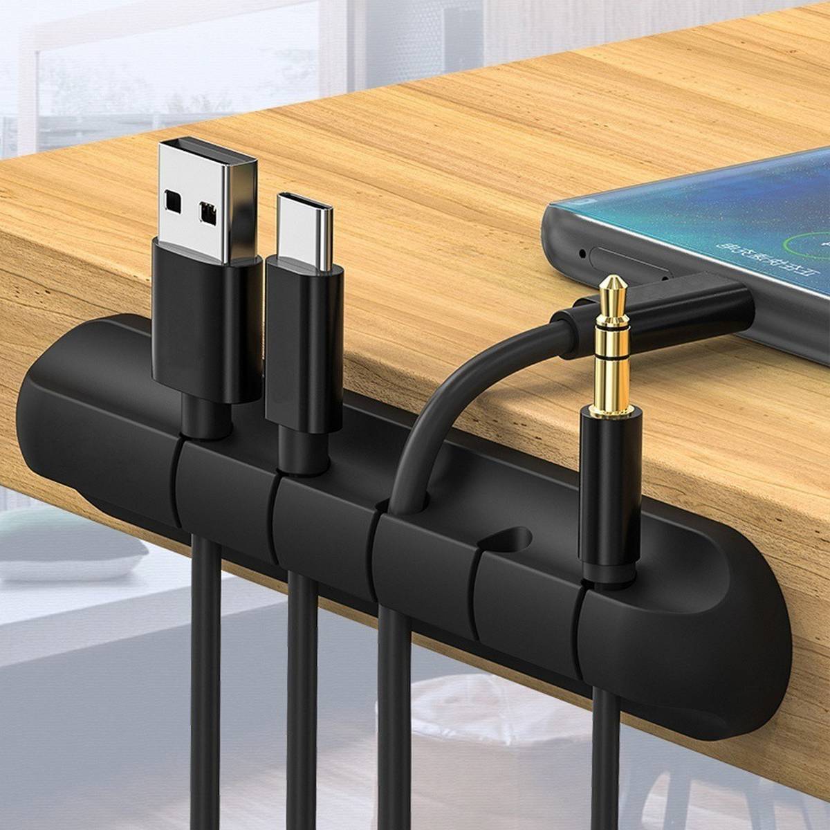 5 Holes Cable Organizer Silicone USB Cable Winder Desktop Tidy Management  Clips Cable Holder for Mouse Headphone Wire