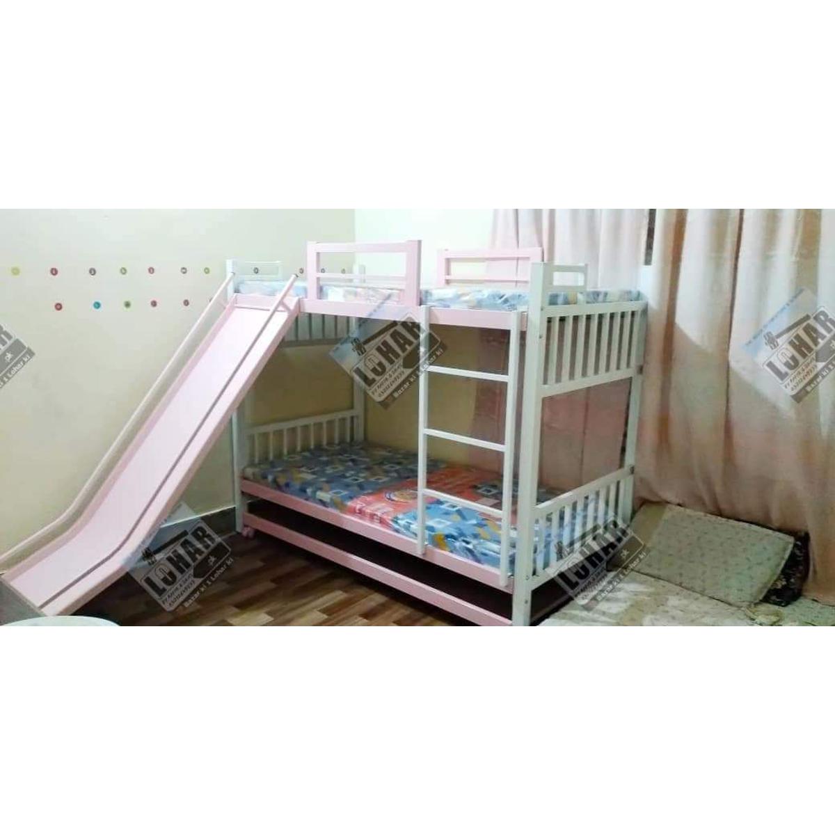 Bunk bed with Comfortable Slide and Trundle Bed