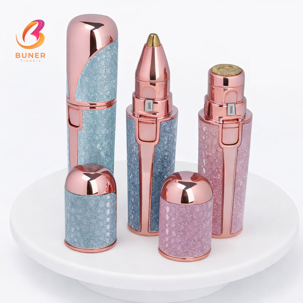Premium Facial Hair Remover Machine Razor - Rechargeable Trimmer Tool for Women - Best Quality Chargeable Electric Shaver for Upper Lip, Chin, Cheeks & Eyebrows - 2 in 1 Eyebrow Trimmer - Painless, Pocket Sized & Lipstick Shape