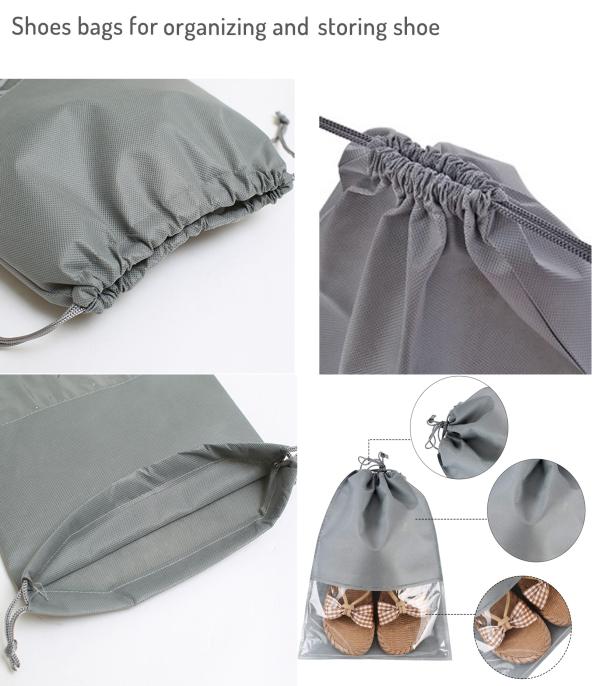Travel Shoes Storage bag with clear window non-woven with PVC Bag
