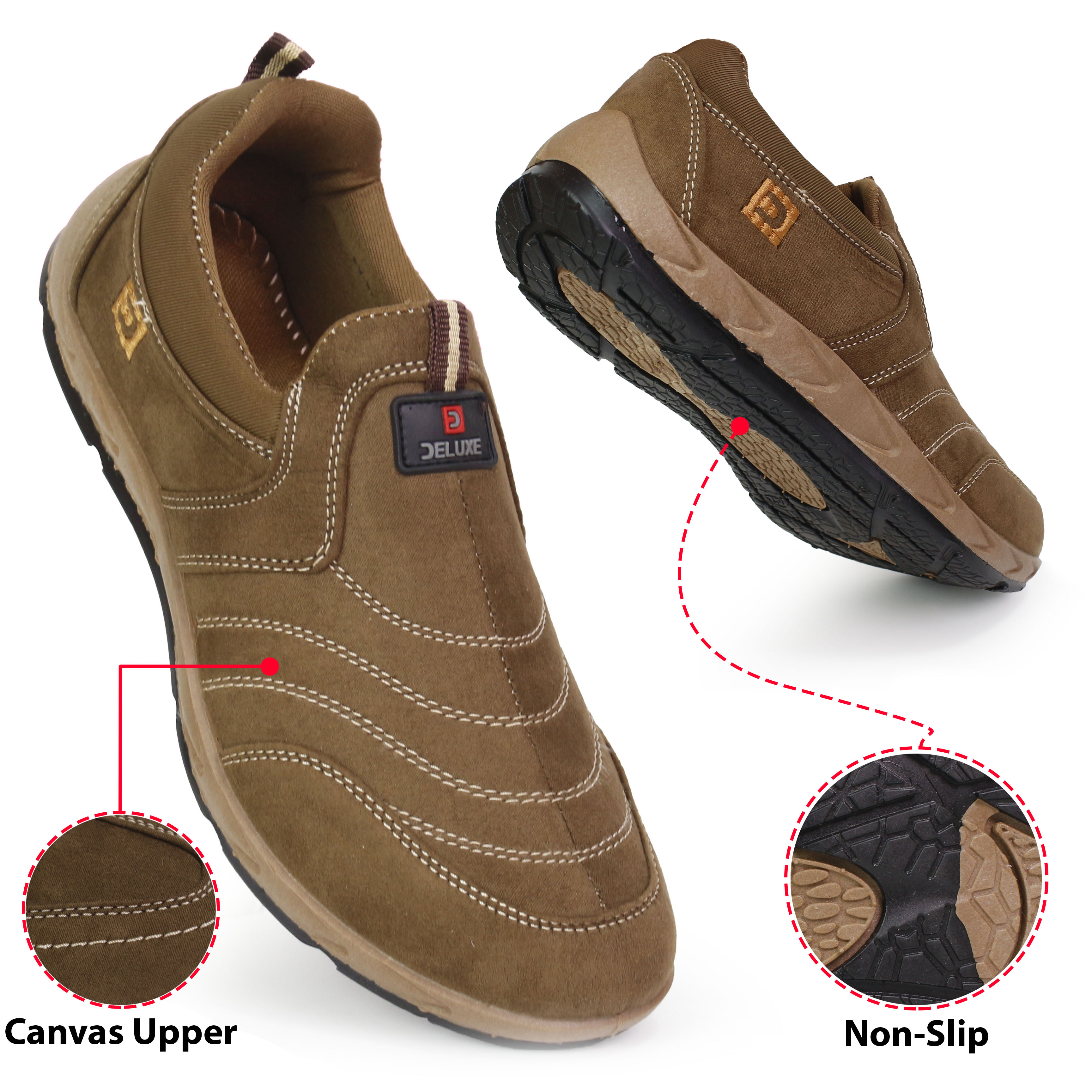 NBH Shoes For Mens - Non Slip Canvas Shoes For Boys - Breathable Running Shoes For Men - Nubuck Trendy Sneakers For Men - Joggers Shoes For Boys - Joggers Shoes For Men - Perfect Gift For Boys - Brown Canvas