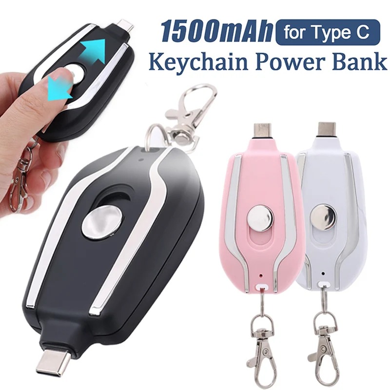 1500mAh Portable Keychain Power Bank Fast Charging for Type C Phone Charger External Battery Pack for Xiaomi Emergency Power price in Pakistan