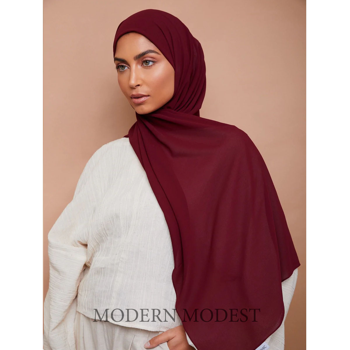 burgundy chiffon hijab