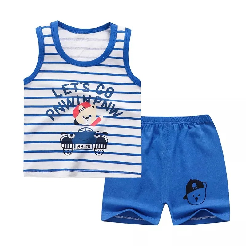 bbuy Kids Clothing Set Pack of 3 Summer Comfortable Materials Stylish Designs Sandos and Shorts Multi Colors