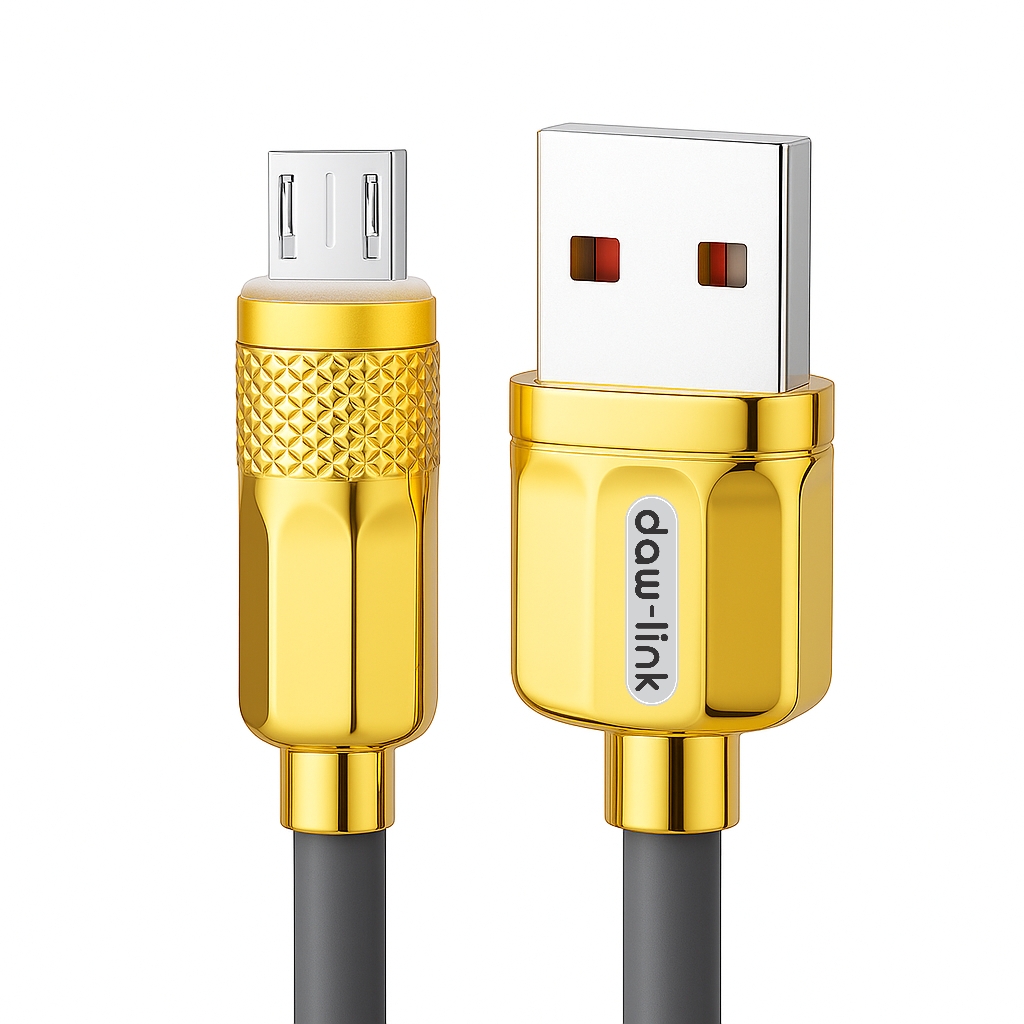 Dawlink Premium  Gold-Plated Fast Charging Data Cable | Micro USB | 3.0A Max High-Speed Sync & Charge | Strong Connectors & Durable PVC Wire 1 Meter | Compatible with Android Phones & Devices