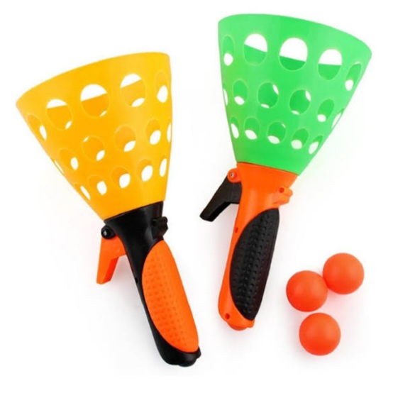 Click Throw Catch Ball Game for kids Outdoor Indoor Games Pop and Catch Family Games with 2 Launcher Baskets and 2 Balls, Summer Beach Sport Toy