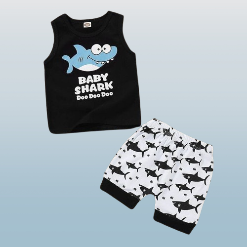 T-Shirts & Sendo And Short Pants For Baby Girls  & Boys Round Neck Short Sleeves Tee Top's Clothes Sets Dresses Outfit
