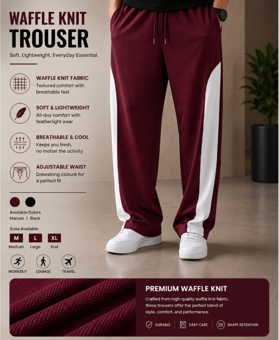 Summers Baggy Trousers For Men - Panel Men Trousers - panel Trousers For Men - Loose Fit Trousers For Boys- Summers Terry Fabric - Wide Leg Men Trousers