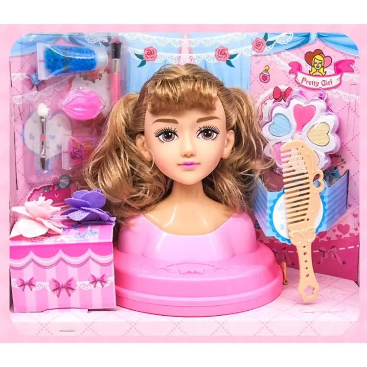 Pretend princess hairstyle toy half model body kid doll heads toy doll  makeup set| Alibaba.com