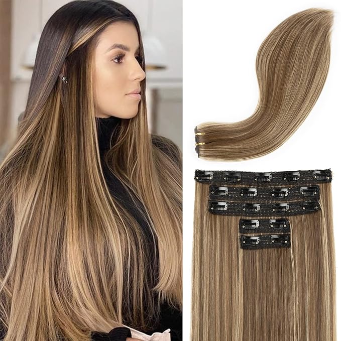 Hair Extensions wig, Black to Golden Blonde Hair Flip in Extensions with Transparent Wire Secret Hair Extensions 16 Inch 80g