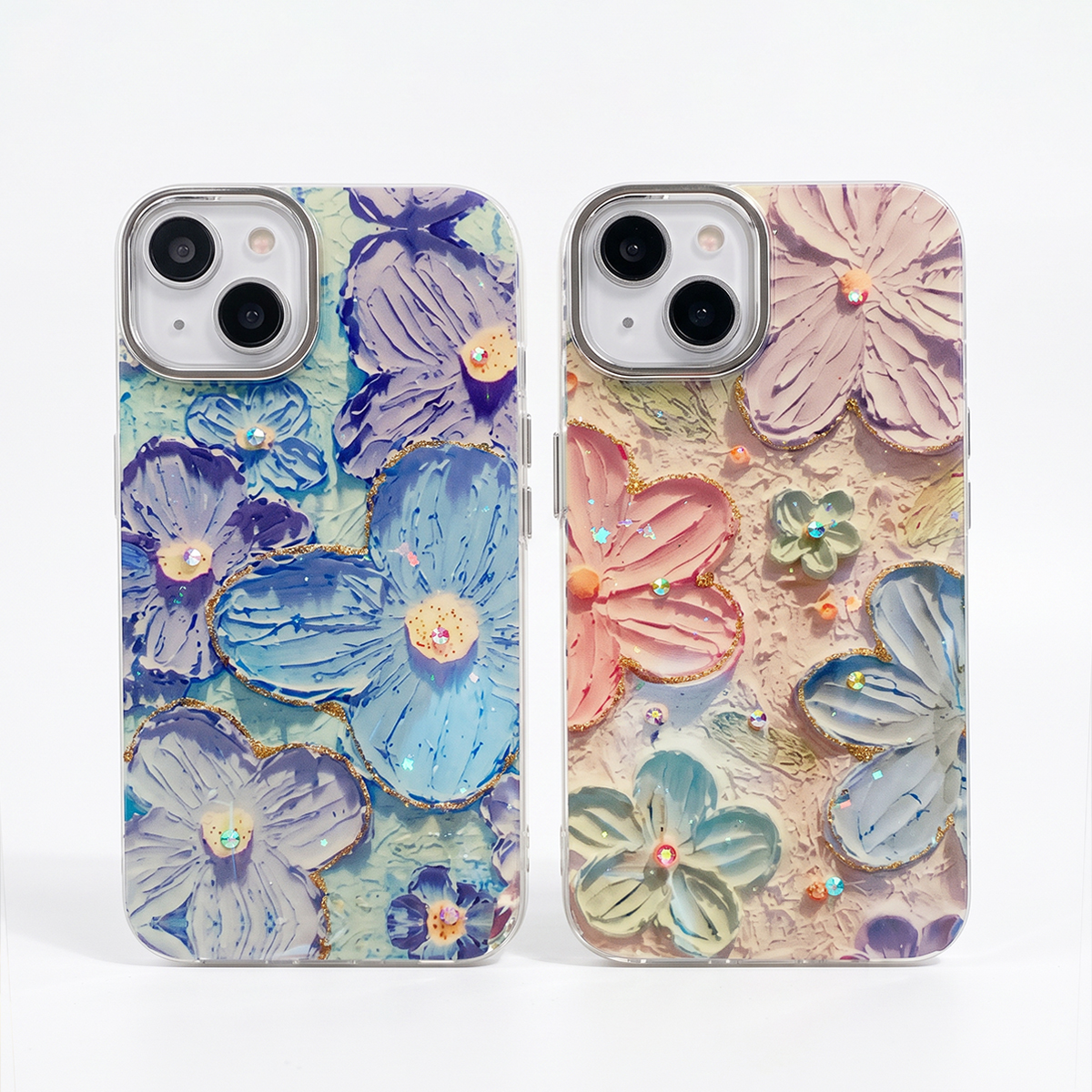Floral 3D Gem Work Smartphone Case for XR, 11, 12, 13, 14, 15 16 Models