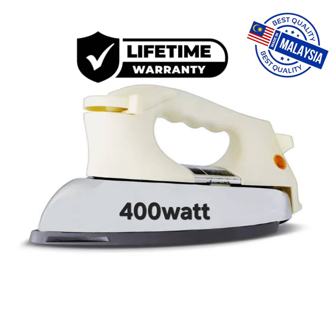 Malaysia Made Heavy Weight Dry Iron 400W Inverter Technology  2.2 Amp Energy Saving  Heavy Soleplate  Lifetime Warranty  Low Power Consumption Electric Iron