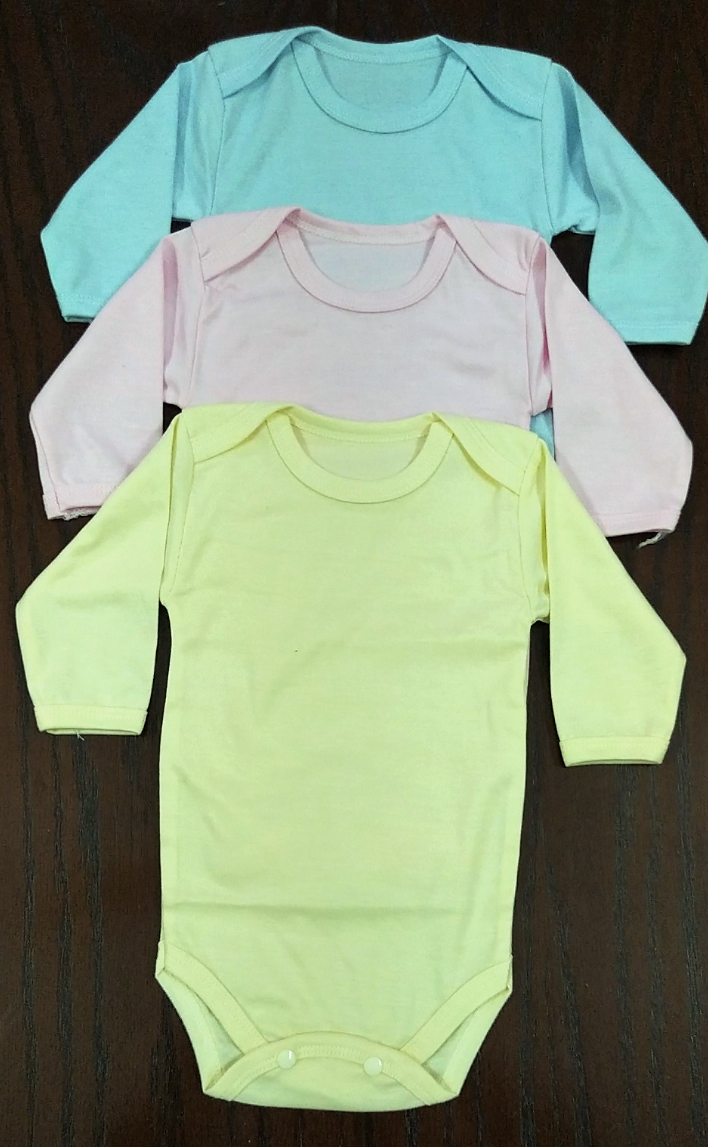 Pack of 3 - Baby Bodysuits Romper Full Sleeve - White