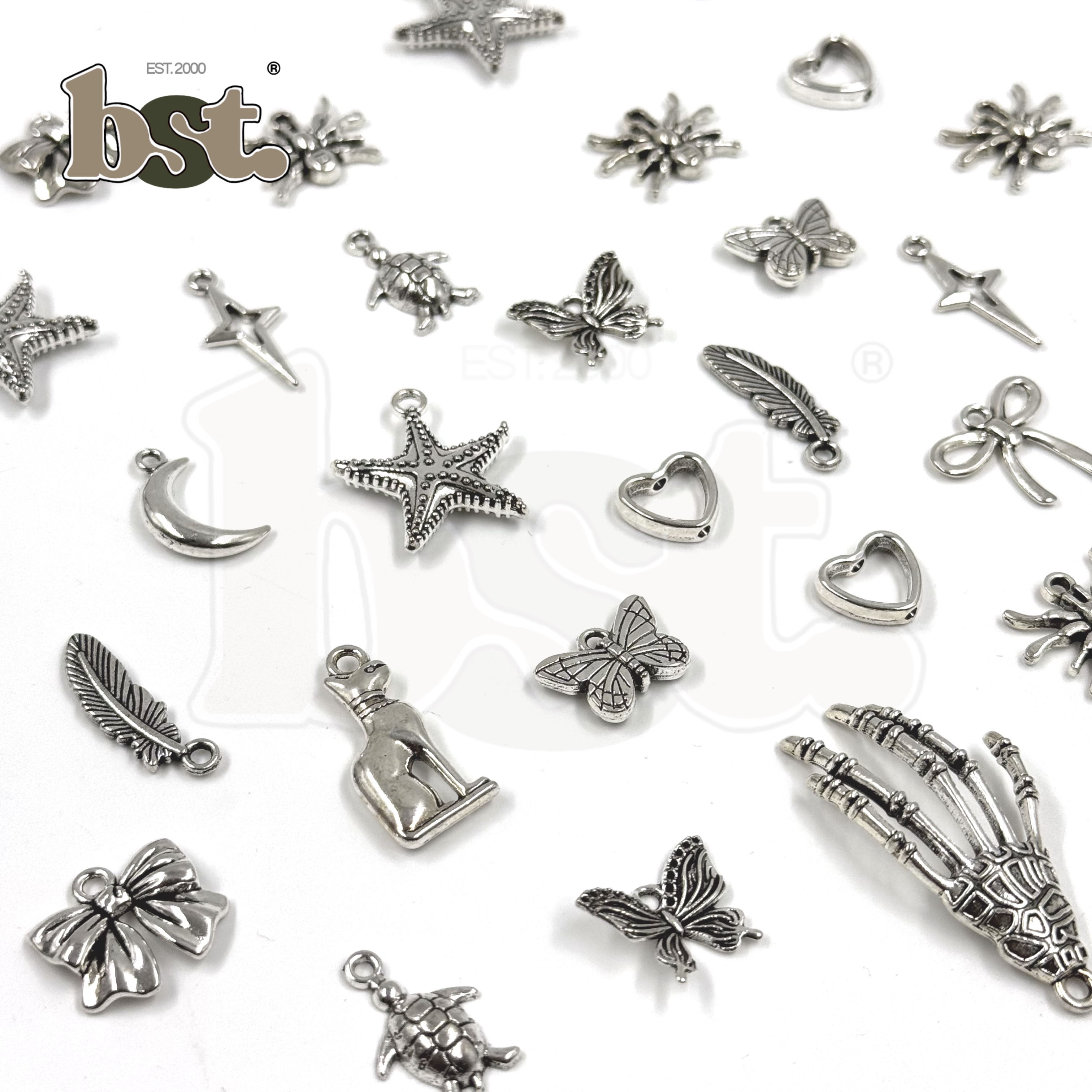 5/10/50pc Steel Charms Mix Assorted Metal Charms Mix Accessories DIY Accessories Metal Charms Bow Charm Beads by BST