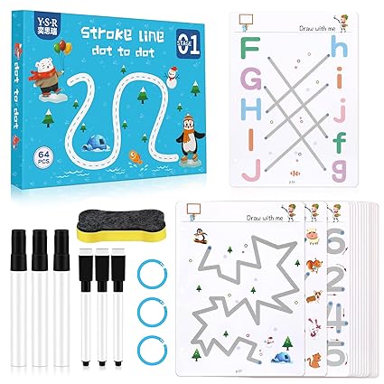 Magic Tracing Notebook, Preschool Educational Toys for Children Reusable Erasable Notebook Logic Thinking Training book, Coloring Images, Puzzles and Cognitive Games