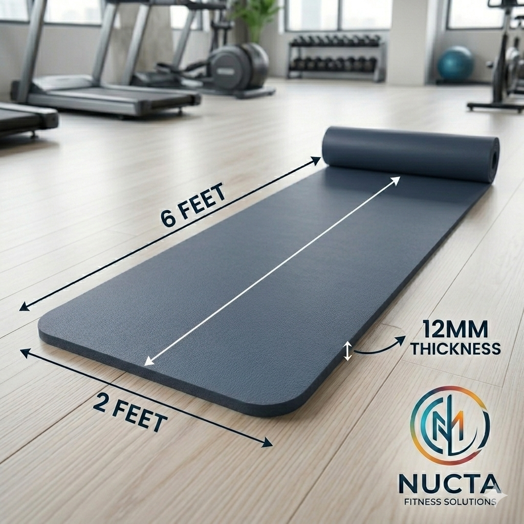 12MM Extra Thick Yoga Mat | Anti-Slip Gym Mat | Exercise Mat with Free Carrying Strap | Best for Gym & Home Workout