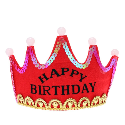 Happy Birthday Crown Hat(taj) With Colorful Led Lights For Kids ...