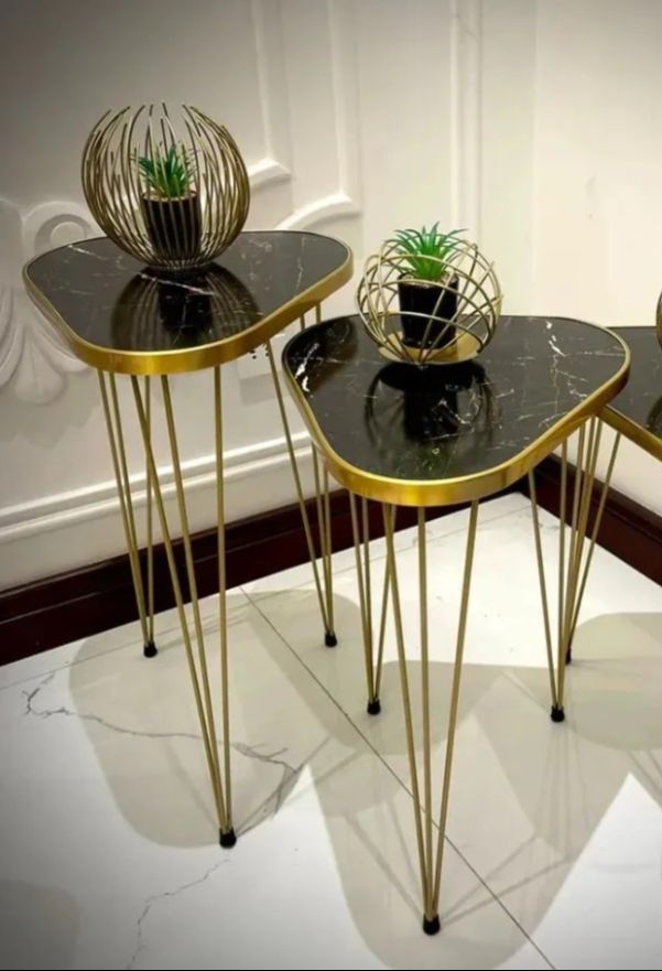 Mexico Present 1 Pcs / Set of 3 Round Coffee Table HIGH Gloss Nesting End Tables - Coffee table - Stool - Accent Tables with Metal Legs for Living Room, Home Office, Nightstands for Bedroom, Sturdy Easy Assembly - 3 Piece Nesting Table set for living Room