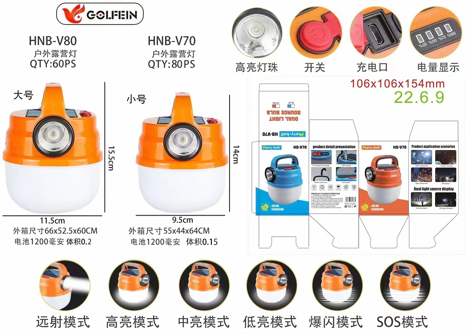 Rechargeable Spherical Camping Lamp Solar Bulb Camping Lantern Household Indoor Emergency Lighting Lamp Super Bright