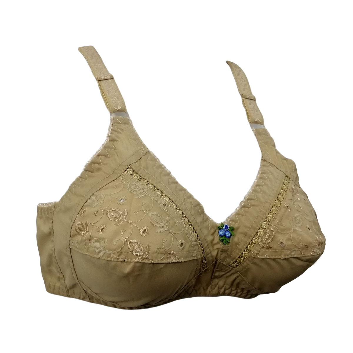 Pure Cotton Bra with Chikan Embroidery Work on both Cups Full Coverage  (Combo Pack of 2)