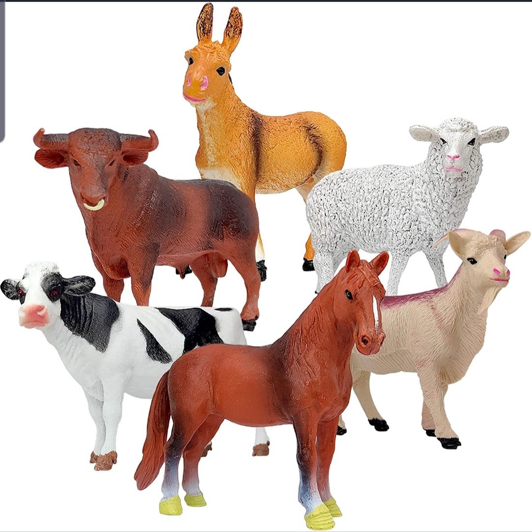Realistic Farm Animal Toy Collection - Soft Plush Zoo Set with Cow & Goat - Perfect For Imaginative Play & Education - Durable Rubber Animal Set