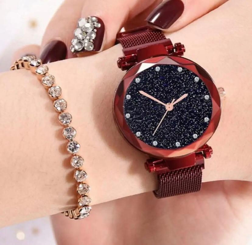 Watch For Women Stainless Steel Magnet Strap Watch For Girls