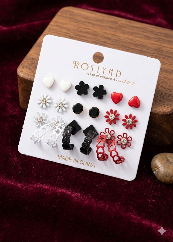 Pack Of 12 - Earrings Tops Fashion Women trendy stylish girls EarringE-5642