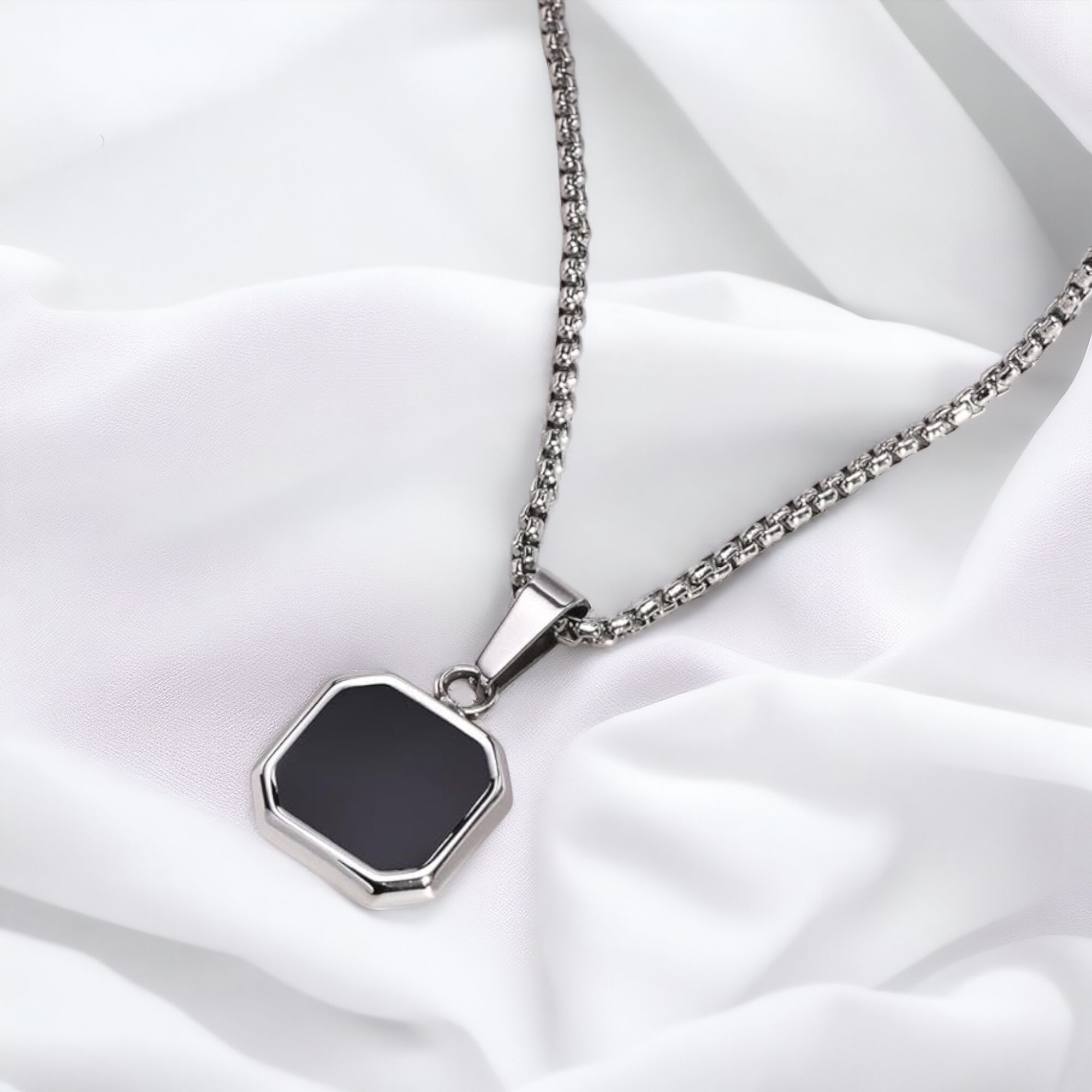 "Stainless Steel Cube, Rectangle & Square Neck Chains: Modern Accessories for Boys & Girls - Elevate Your Style!"