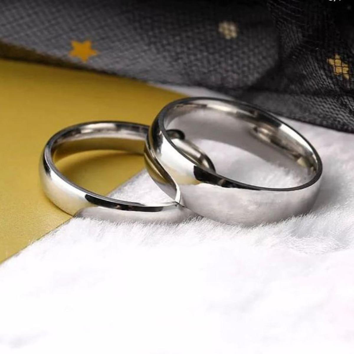 AlRashid Shopping Store Couple Ring In Silver For Man & Woman Best Gift For Newly Married Couple & Engagement Pack Of 2