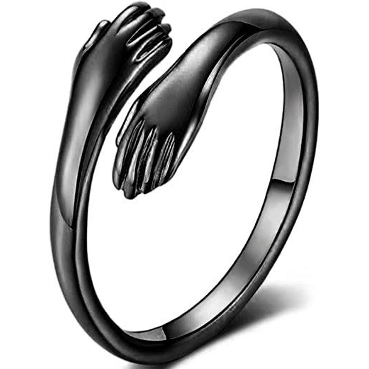 New Trendy Black Hug Ring Hand Shape Love Hug Ring -  Order Studio