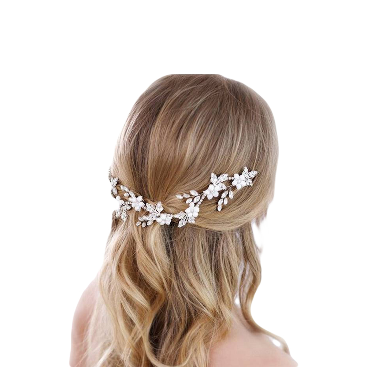 Elegant Bridal Wedding Hair Accessories Crystal Pearl Flower Girl Headband Ribbon Headpiece Hair Jewelry Accessories