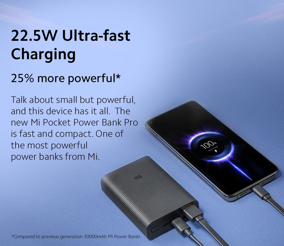 Xiaomi Mi Redmi Power Bank 10400mAh – Fast Charging Portable Charger – Xiaomi Redmi 10400mAh Powerbank – Compact Design – USB & Micro USB – For All Devices
