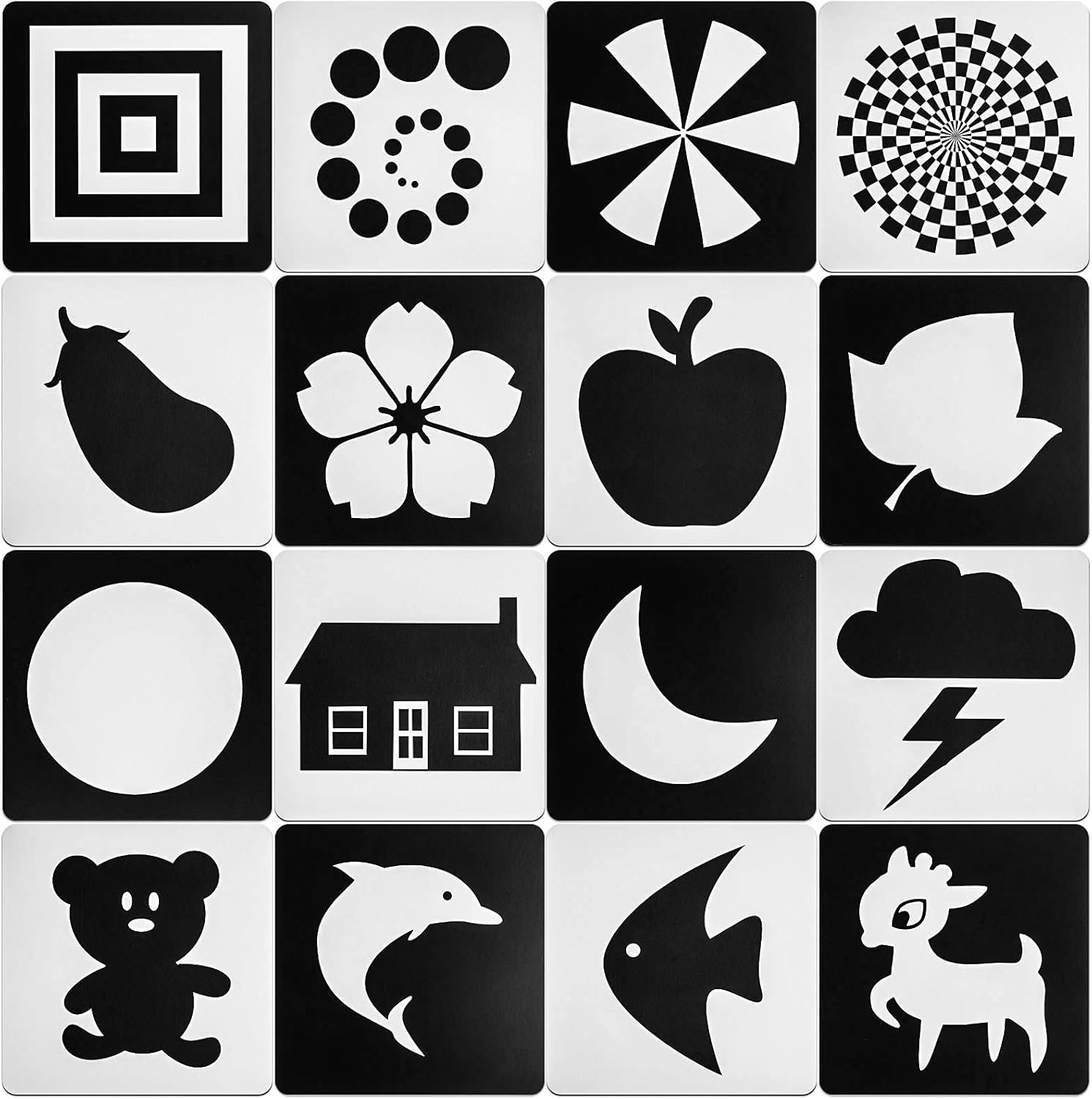 Baby Visual Stimulation Cards 0-12 Months | Montessori High Contrast Flash Cards | Newborn Vision Development & Early Learning Toy | Black & White Sensory Cards | Educational Gift for Babies