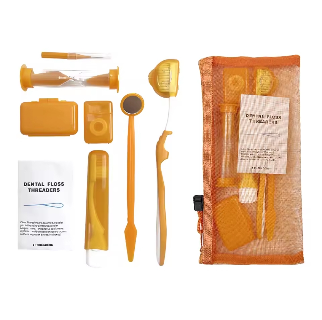 Braces Cleaning Kit for Teeth, Portable Orthodontic Hygiene Kit, Oral Care Dental Travel Kit, Interdental Brush Dental Wax Dental Floss Toothbrush.